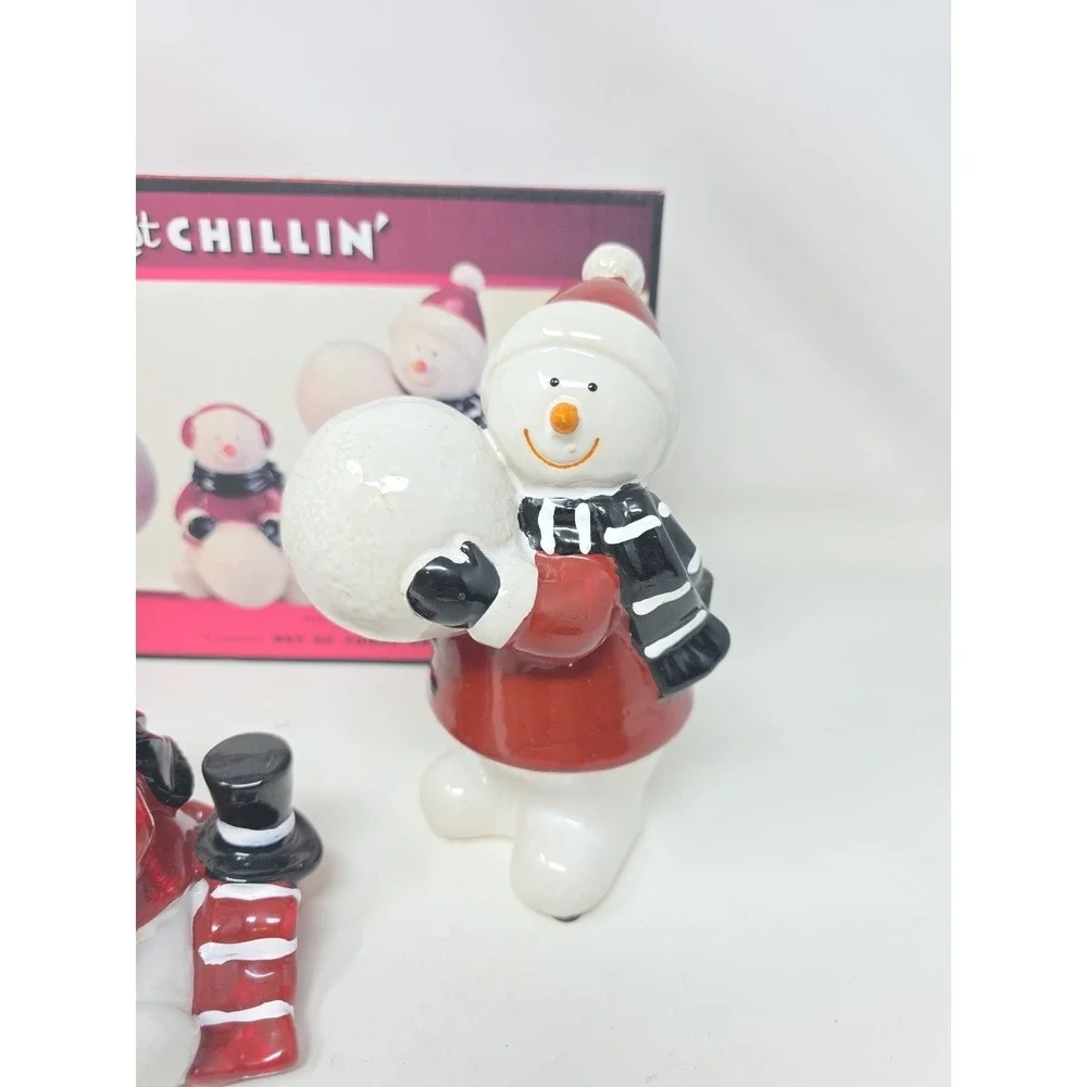 3 Snowmen Figurines Just Chillin Cracker Barrel Country Store Ceramic 6